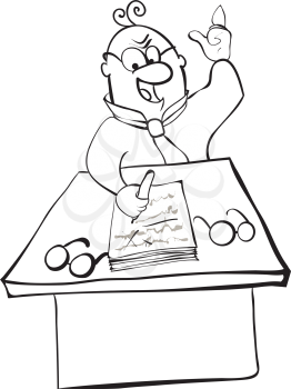 Royalty Free Clipart Image of a Man Writing at a Desk