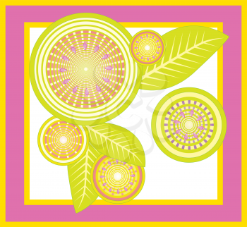 Royalty Free Clipart Image of an Abstract Citrus Fruit Design
