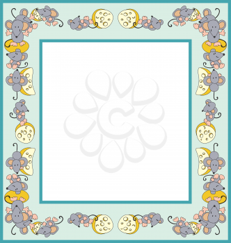 Royalty Free Clipart Image of a Frame of Mice and Cheese