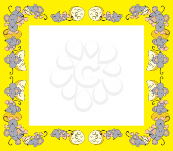Royalty Free Clipart Image of a Mouse and Cheese Frame