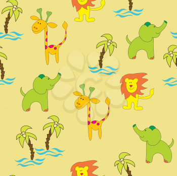 Royalty Free Clipart Image of a Background of Jungle Animals