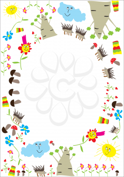 Royalty Free Clipart Image of a Background of Childish Drawings