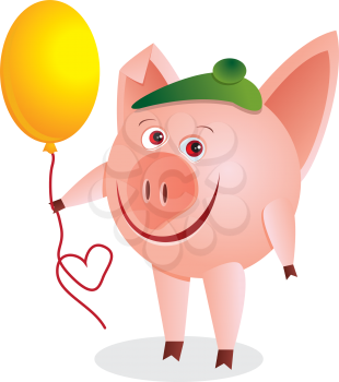 Royalty Free Photo of a Pig With a Balloon