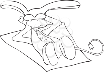 Royalty Free Clipart Image of a Donkey on a Beach Towel