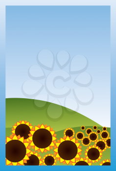 Royalty Free Clipart Image of a Field of Sunflowers