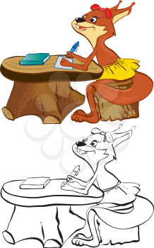 Royalty Free Clipart Image of Squirrels at Desks