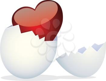 Royalty Free Clipart Image of a Heart Hatching from an Egg
