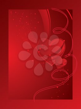 Royalty Free Clipart Image of a Red Valentine Card With a Heart