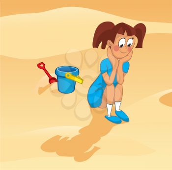 Royalty Free Clipart Image of a Girl on the Beach