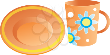 Royalty Free Clipart Image of a Plate and Cup