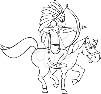 Royalty Free Clipart Image of a Native on Horseback