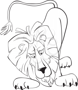 Royalty Free Clipart Image of a Lion Crouching