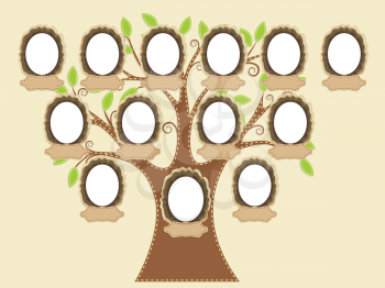 Royalty Free Clipart Image of a Family Tree With Empty Frames
