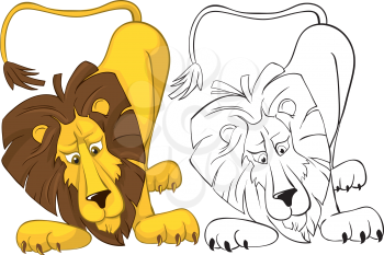 Royalty Free Clipart Image of Two Versions of a Lion
