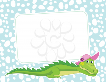 Royalty Free Clipart Image of a Frame With a Crocodile
