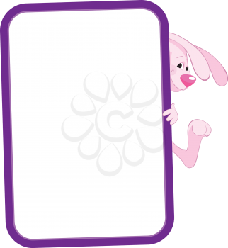 Royalty Free Clipart Image of a Rabbit Behind a Banner