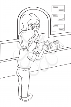 Royalty Free Clipart Image of a Boy at the Post Office