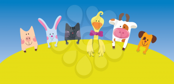 Cartoon farm animals card 