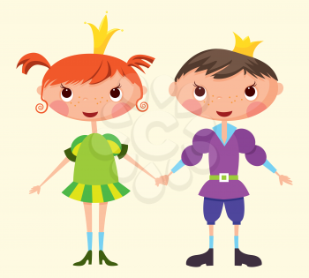 Cartoon prince and princess 
EPS10. Contains transparent objects used for shadows drawing