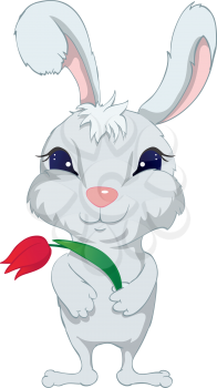 Funny rabbit with  flower.
EPS10. Contains transparent objects used for shadows drawing