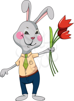 Funny rabbit with  flowers