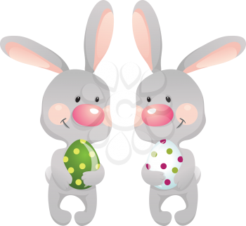 Funny rabbits with  egg.
EPS10. Contains transparent objects used for shadows drawing