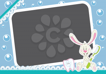 Art frame. Bunny with toothbrush and happy tooth.
Children Frame for baby photo album.