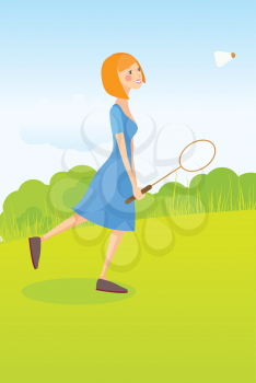 Girl playing badminton