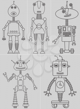 Set cute robots