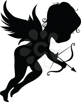 Silhouette of an angel with bow