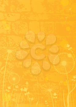 Yellow background with dandelions