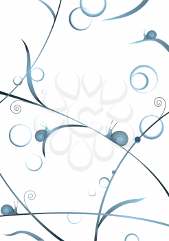 Abstract background with snails and bubbles. 
EPS10. Contains transparent objects used for bubbles drawing.
