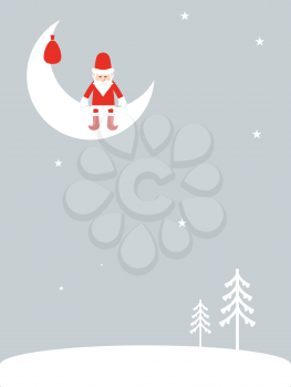 Santa Claus on the moon - Christmas background