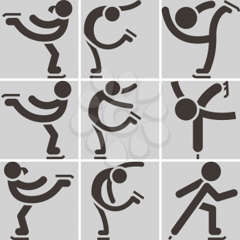 Figure skating icons set
