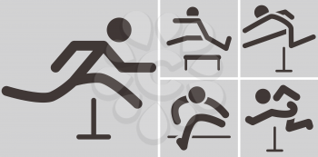 Summer sports icons set - running hurdles 