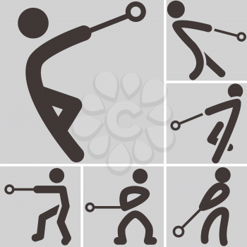 Summer sports icons -  hammer throw icons