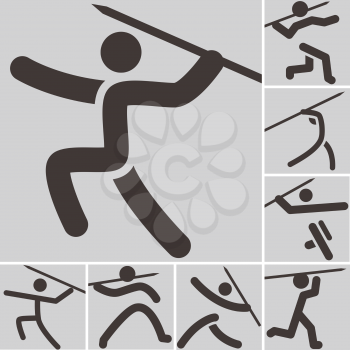 Summer sports icons set -  Javelin throw icon