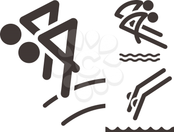 Summer sports icons set - synchronized diving icons