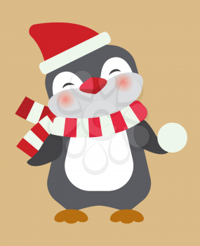 Merry Christmas penguin - greeting card