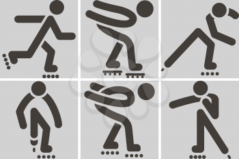 Summer sports icons set -  roller skates icons