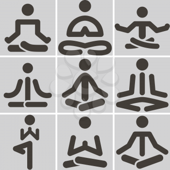 Health and Fitness icons set - yoga icons