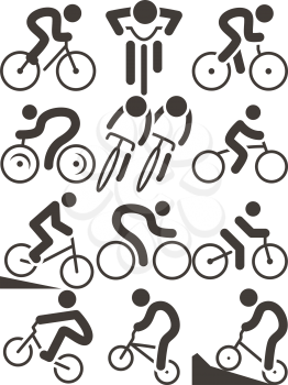 Summer sports icons set - cycling icons