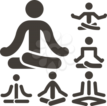 Health and Fitness icons set - yoga icons set.
All icons are optimized for size 32x32 pixels