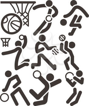 Summer sports icons set - basketball icons set