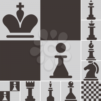 Chess icons set - chess board and chessmen