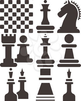 Chess icons set - chess board and chessmen