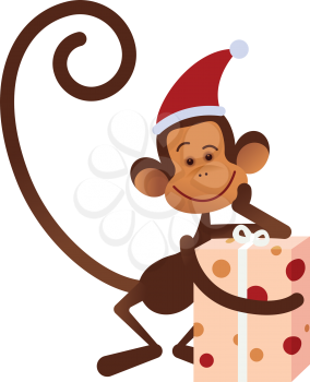 Merry Christmas  monkey with gifts