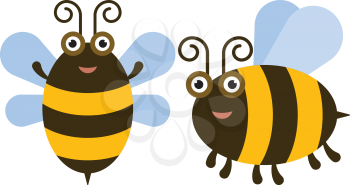 Funny bee icon - color illustration 
