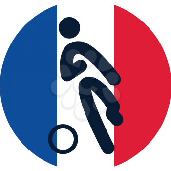 Football icon on French flag background