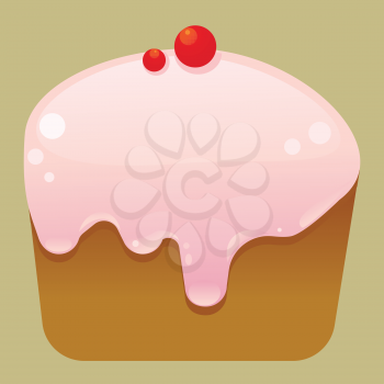 Cake icon - cake with cream and  berry